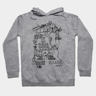 Israel Travel Journal Doodle Tel Aviv and Jerusalem Hoodie